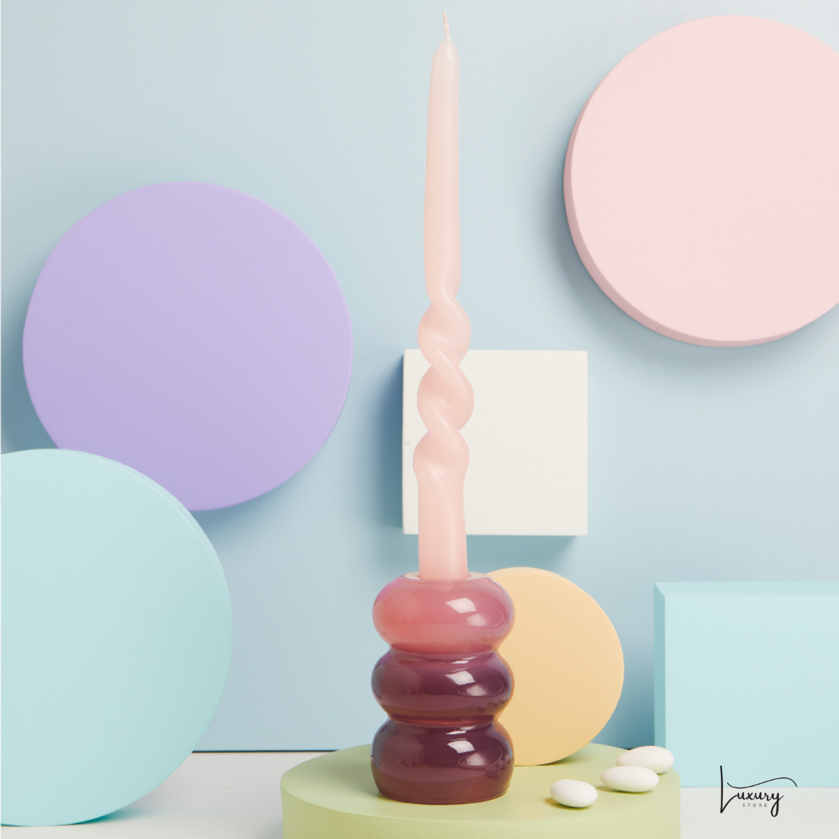 Claraluna Candelabro bicolore rosa e viola