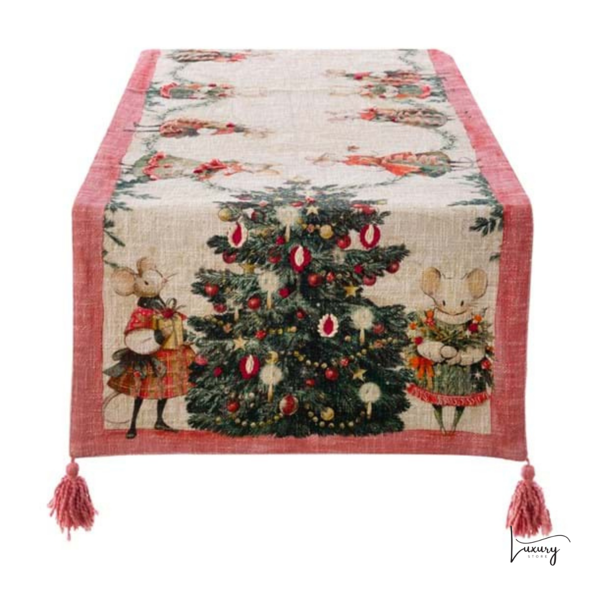 Blanc Mariclò Runner con nappe Favola di Natale Collection