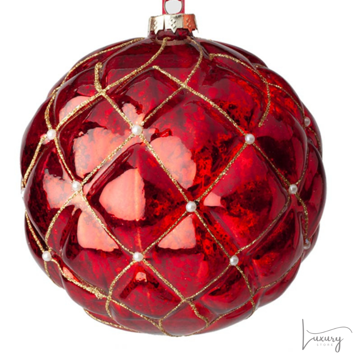 Hervit Sfera in vetro Chester rossa cm 8