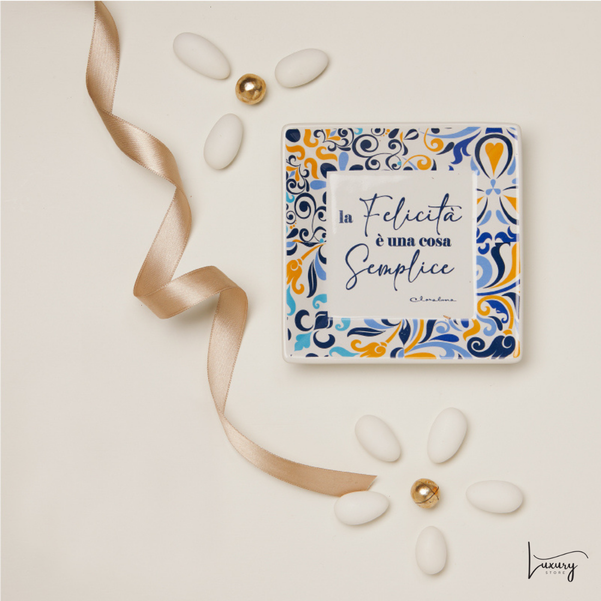 Claraluna Piattino Maiolica con sapone alla mandorla
