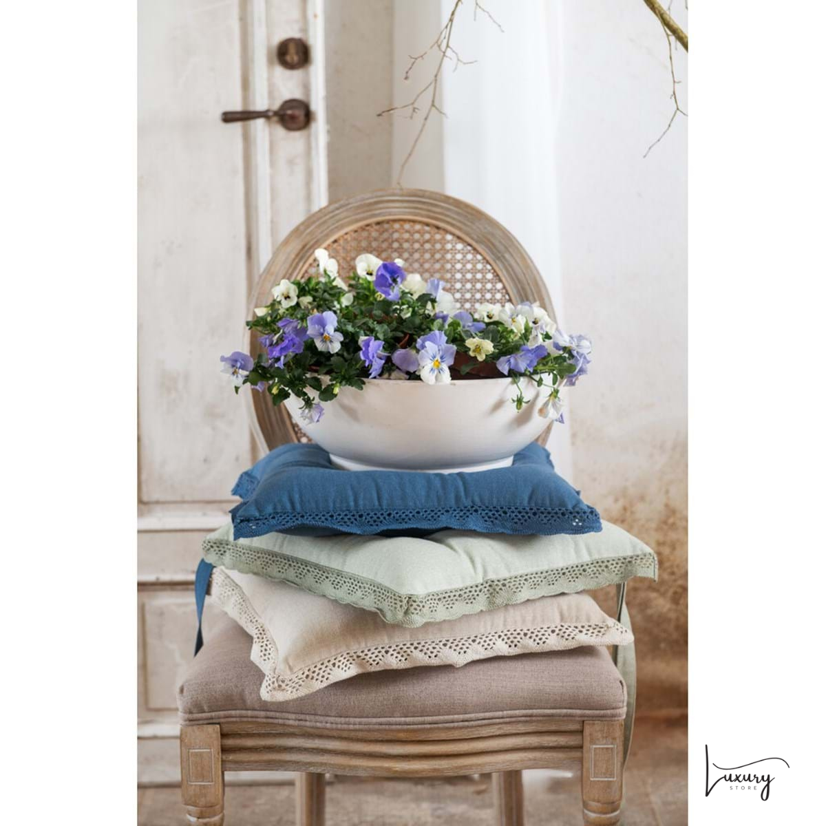 Blanc Mariclò Cuscino sedia con pizzo Nuovo Infinity Collection