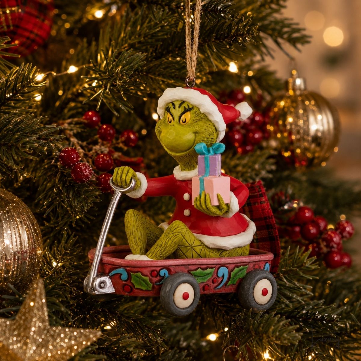 Disney Jim Shore Addobbo Grinch con carretto dei regali