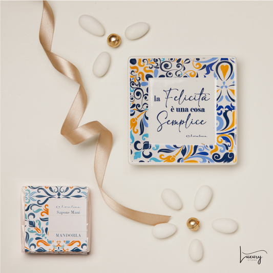 Claraluna Piattino Maiolica con sapone alla mandorla
