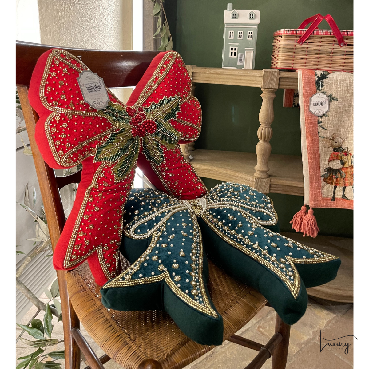 Blanc Mariclò Cuscino sagomato Fiocco Cuscini di Natale Collection