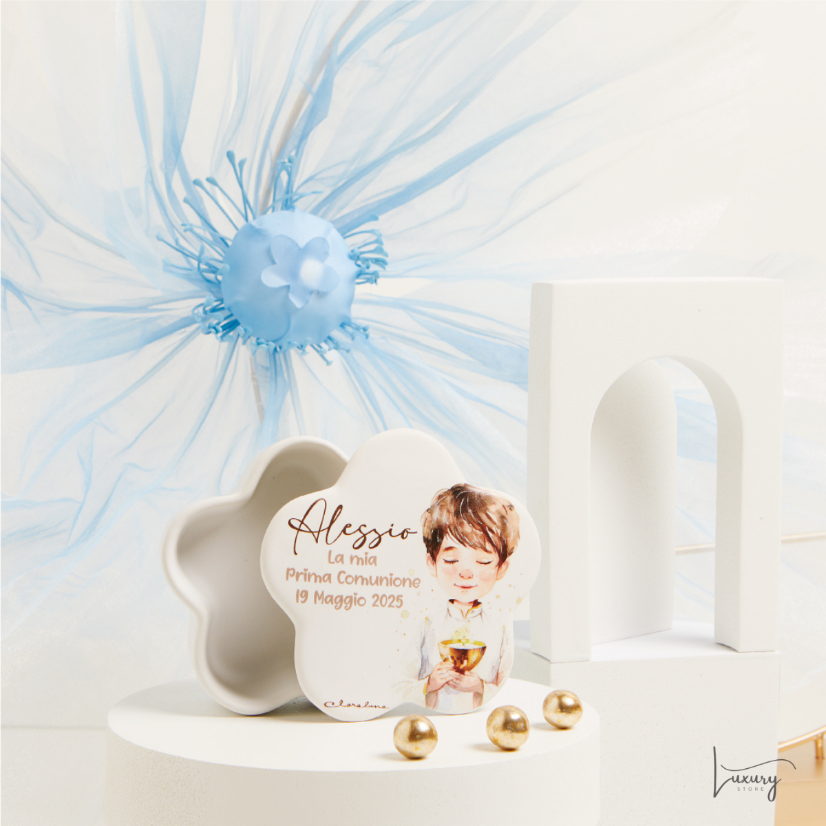 Claraluna Scatola bianca Prima Comunione Personalizzabile