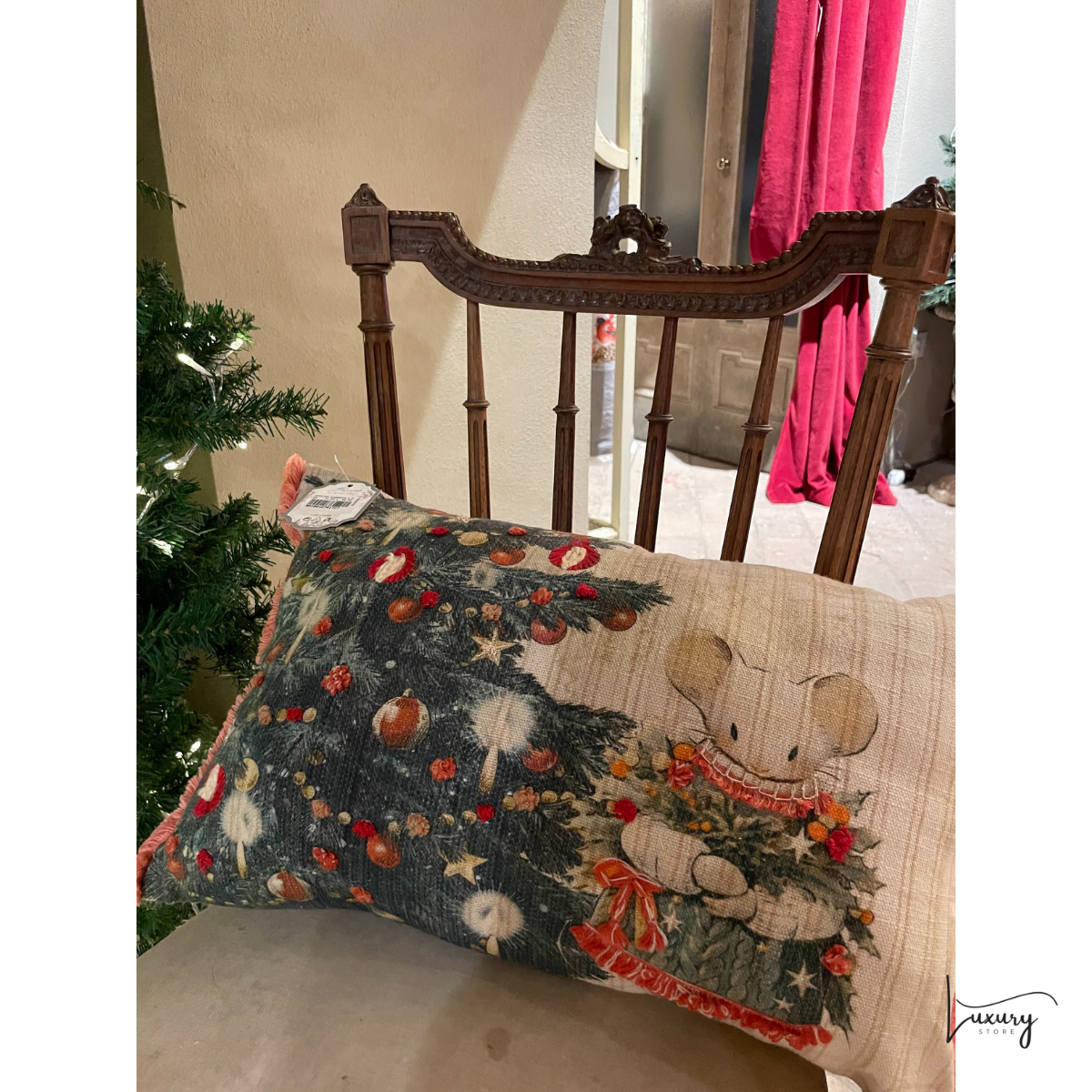 Blanc Mariclò Cuscino stampato e ricamato 33*50 Favola di Natale Collection