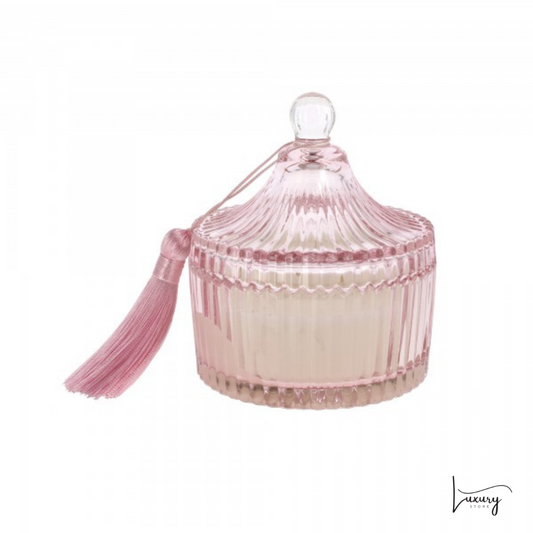 Candela profumata grande  in vetro con nappa