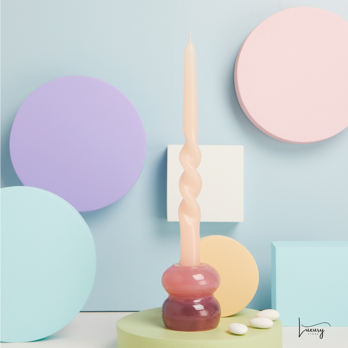 Claraluna Candelabro bicolore rosa e viola