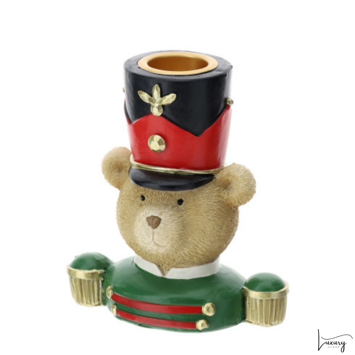 Hervit Portacandele in resina orsetto