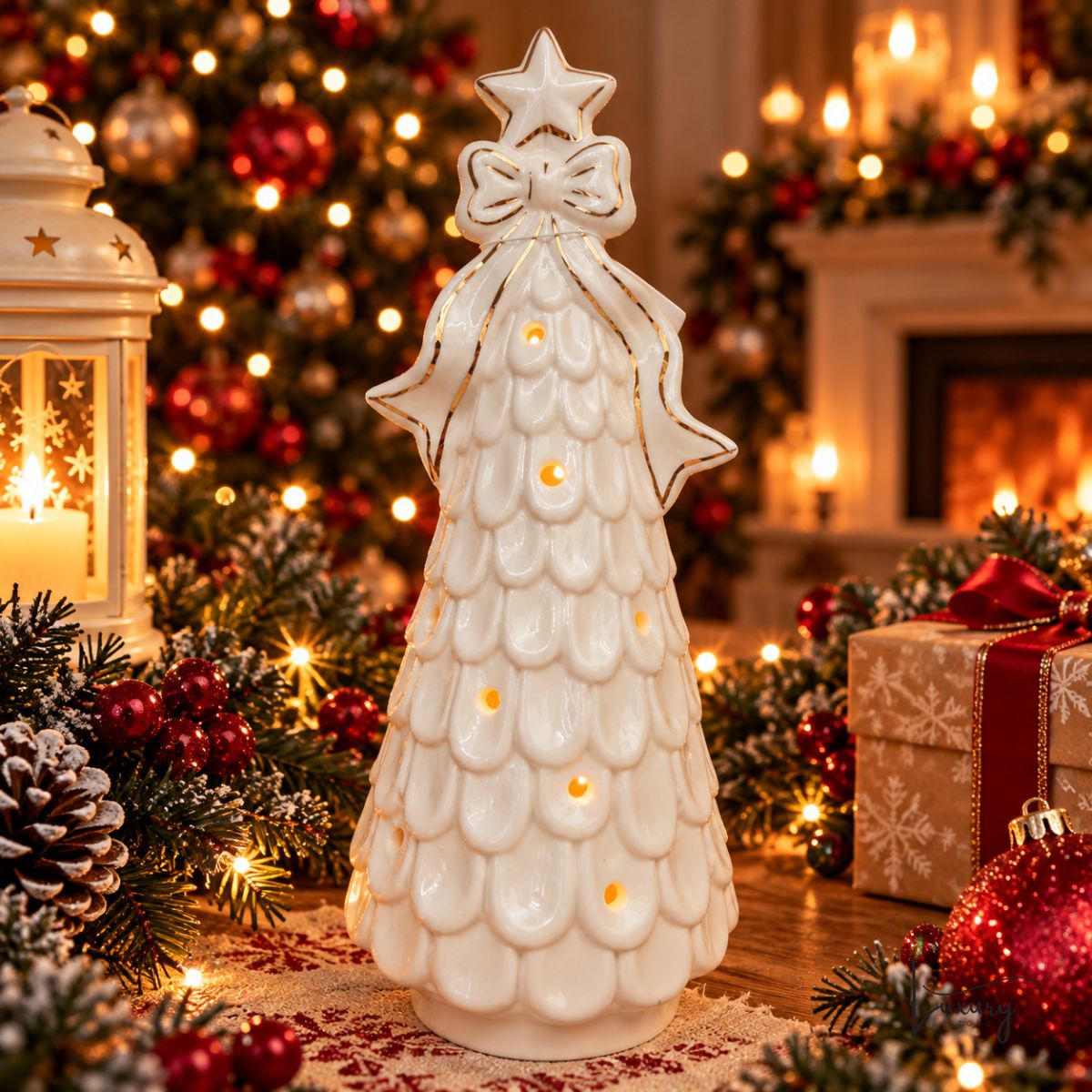 Mascagni Albero di natale in porcellana con led h. 22