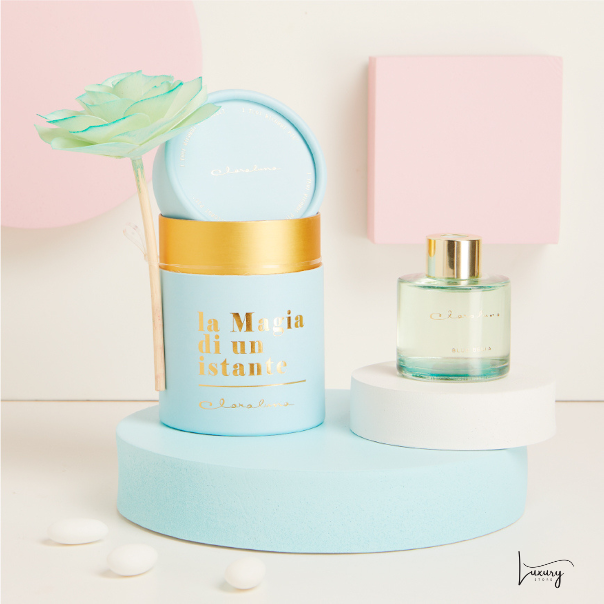 Claraluna Diffusore Azzurro con Fiore