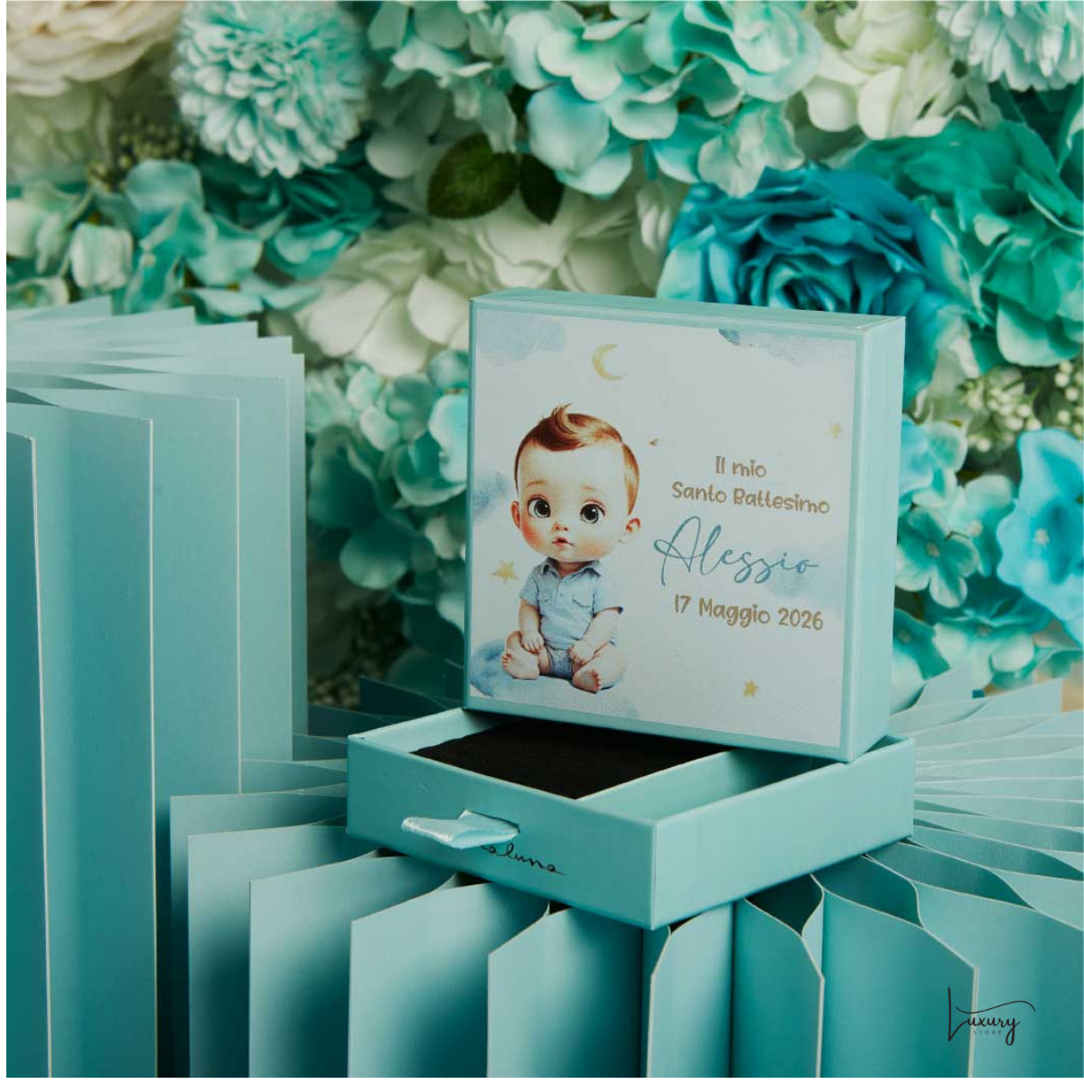 Claraluna Scatola confettata Battesimo Personalizzabile