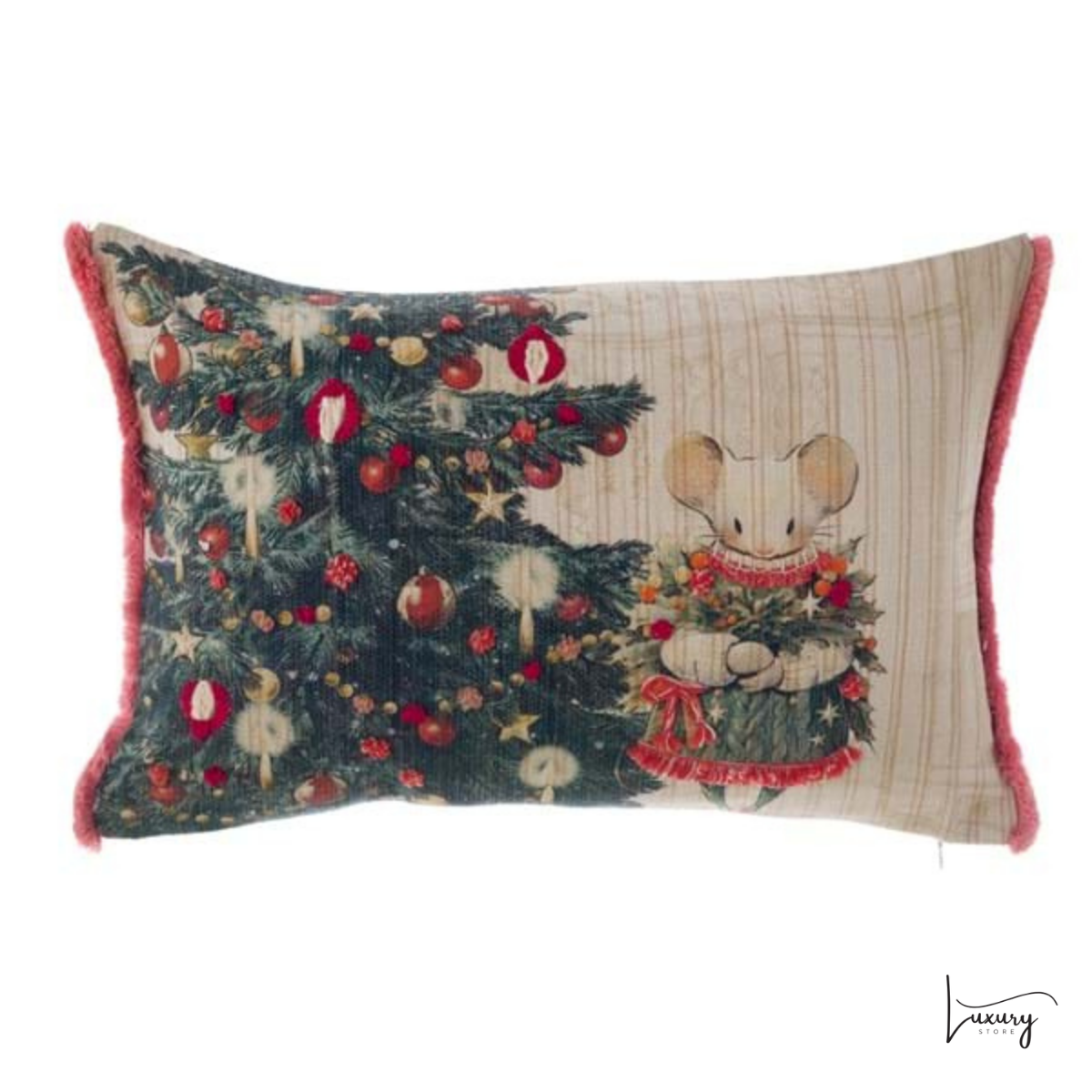 Blanc Mariclò Cuscino stampato e ricamato 33*50 Favola di Natale Collection