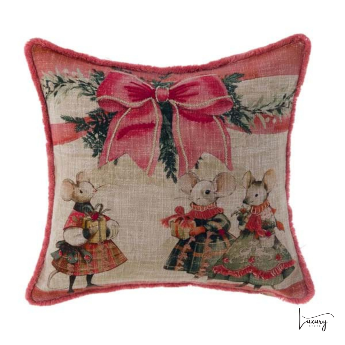 Blanc Mariclò Cuscino stampato e ricamato 45*45 Favola di Natale Collection