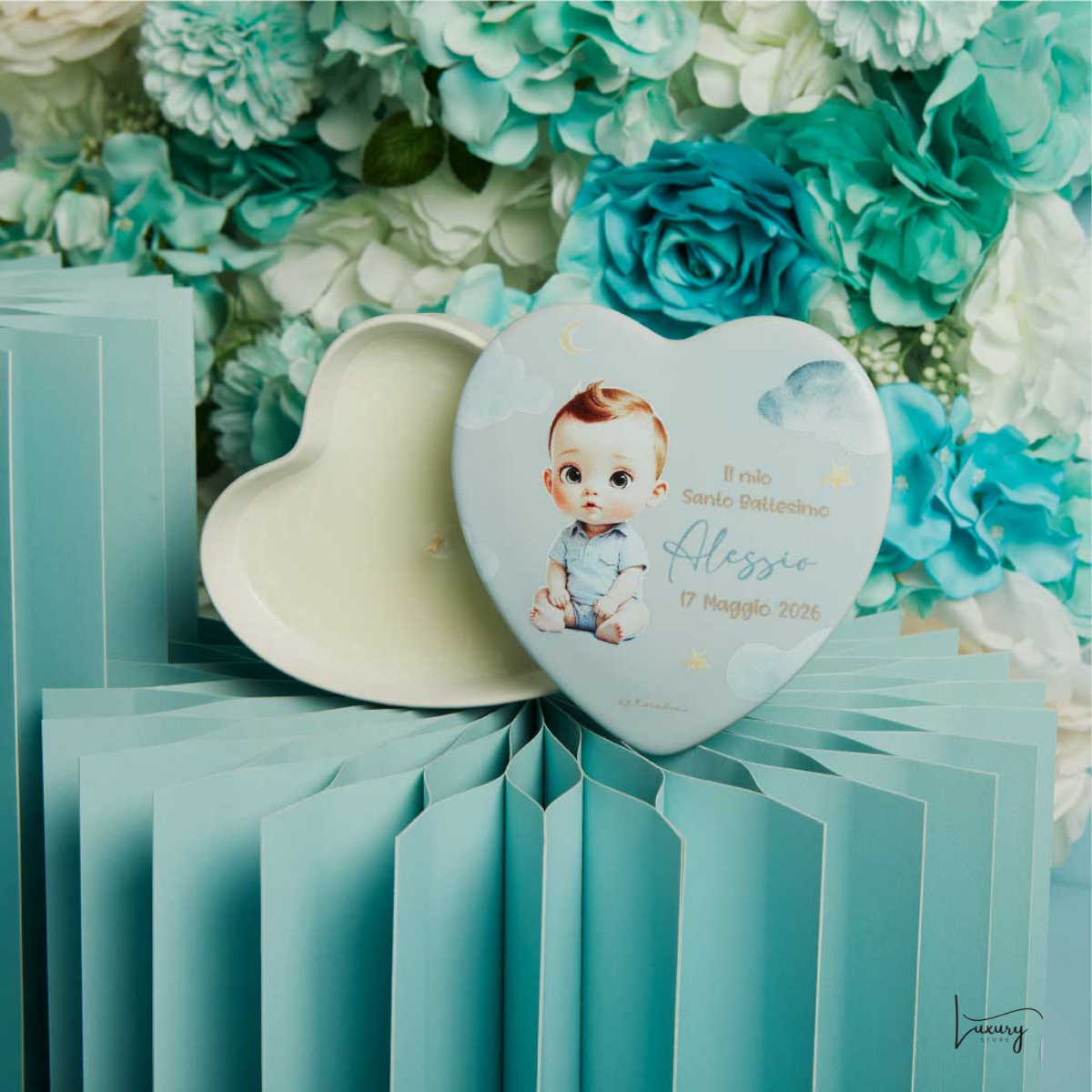 Claraluna Scatola Cuore Battesimo Personalizzabile