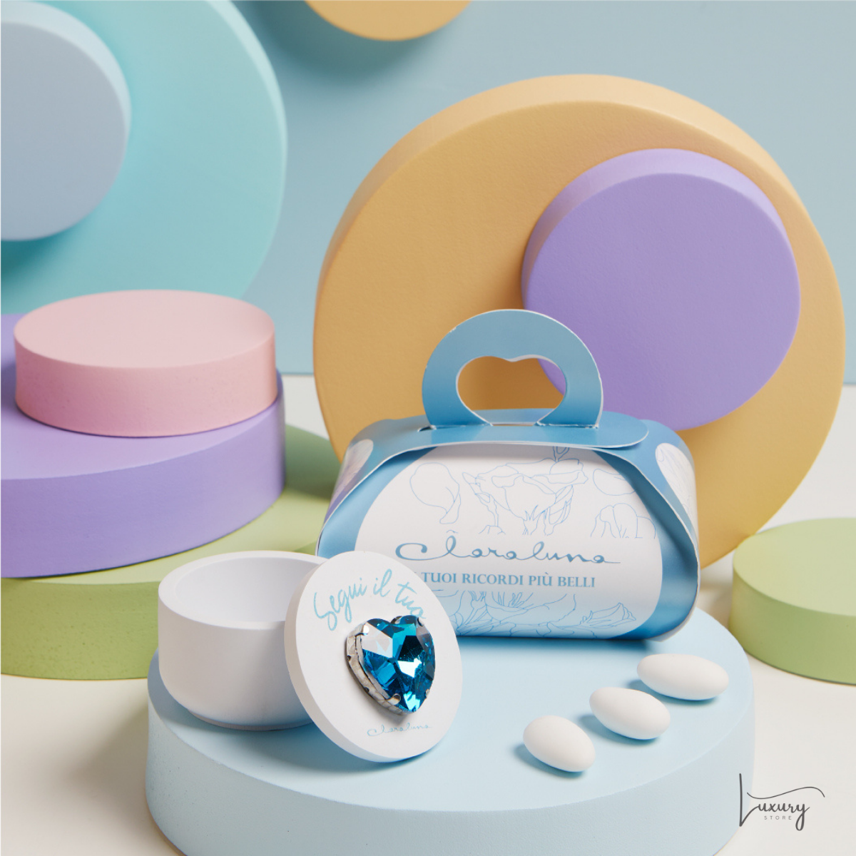Claraluna Scatolina azzurra e cuore azzurro