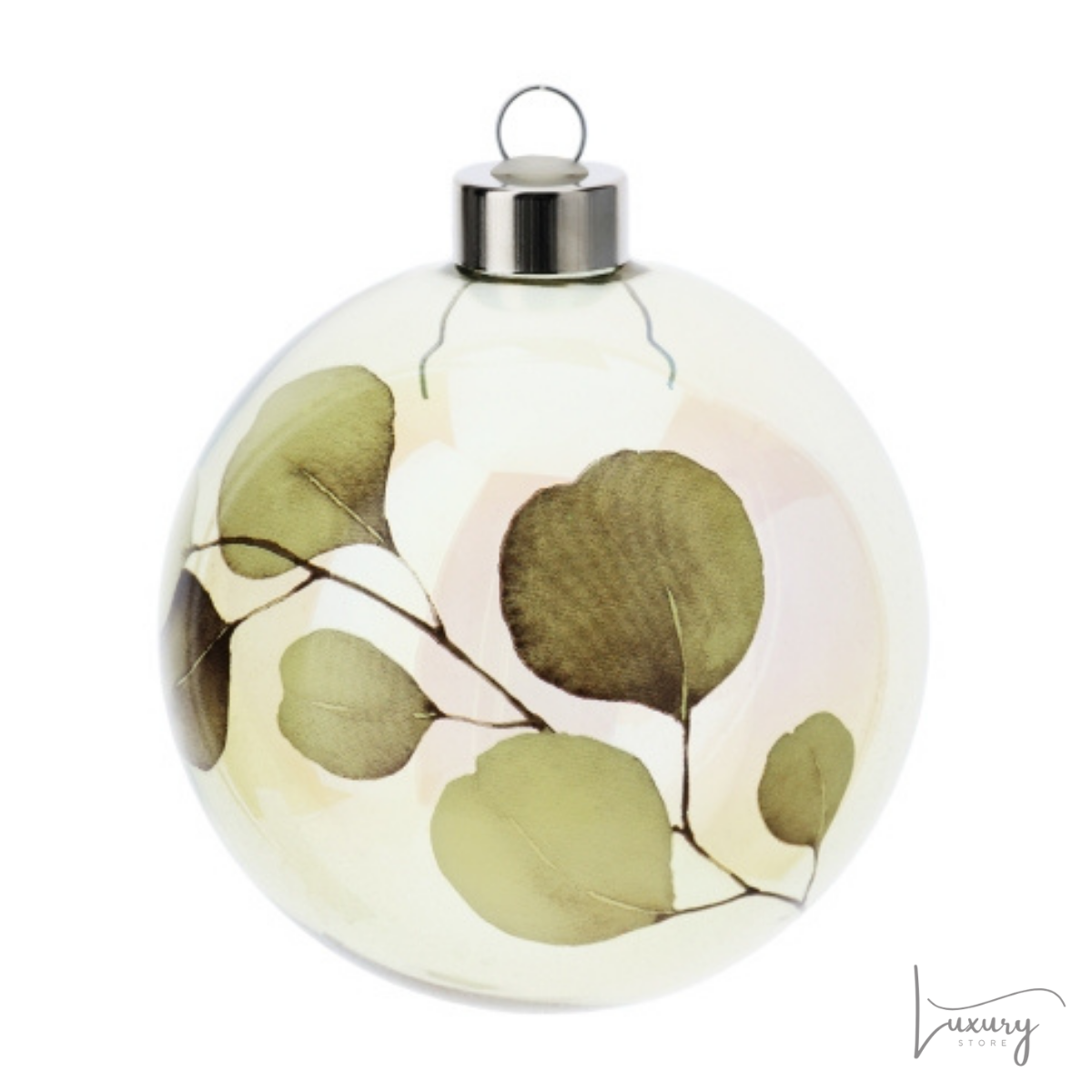 Hervit Sfera Botanic in vetro soffiato con decori tortora cm 10