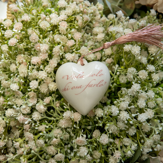 Cherry and Peach Cuoricini in Capodimonte con frasi