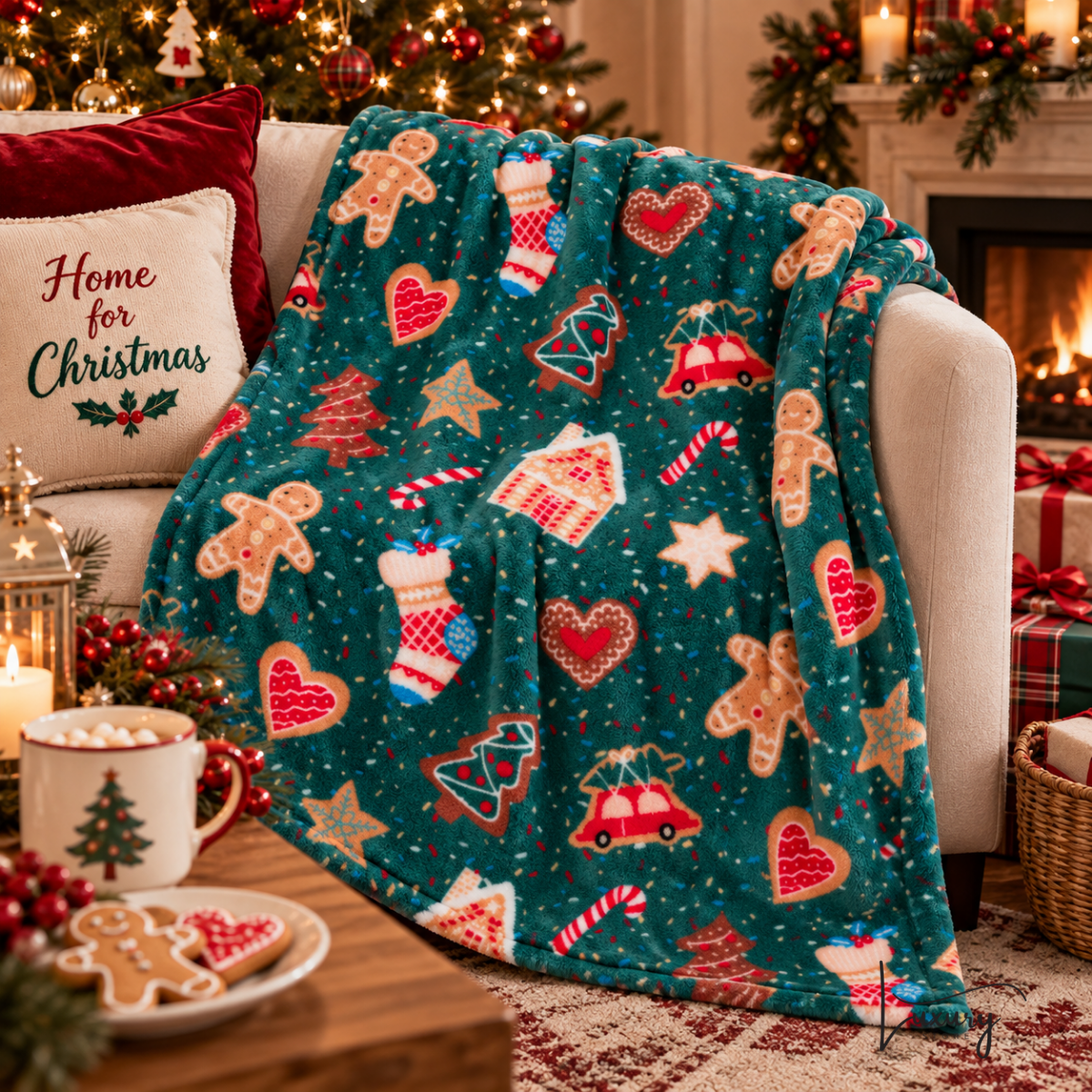 Blanc Mariclò Plaid stampato verde 260 gsm collezione Plaid di Natale