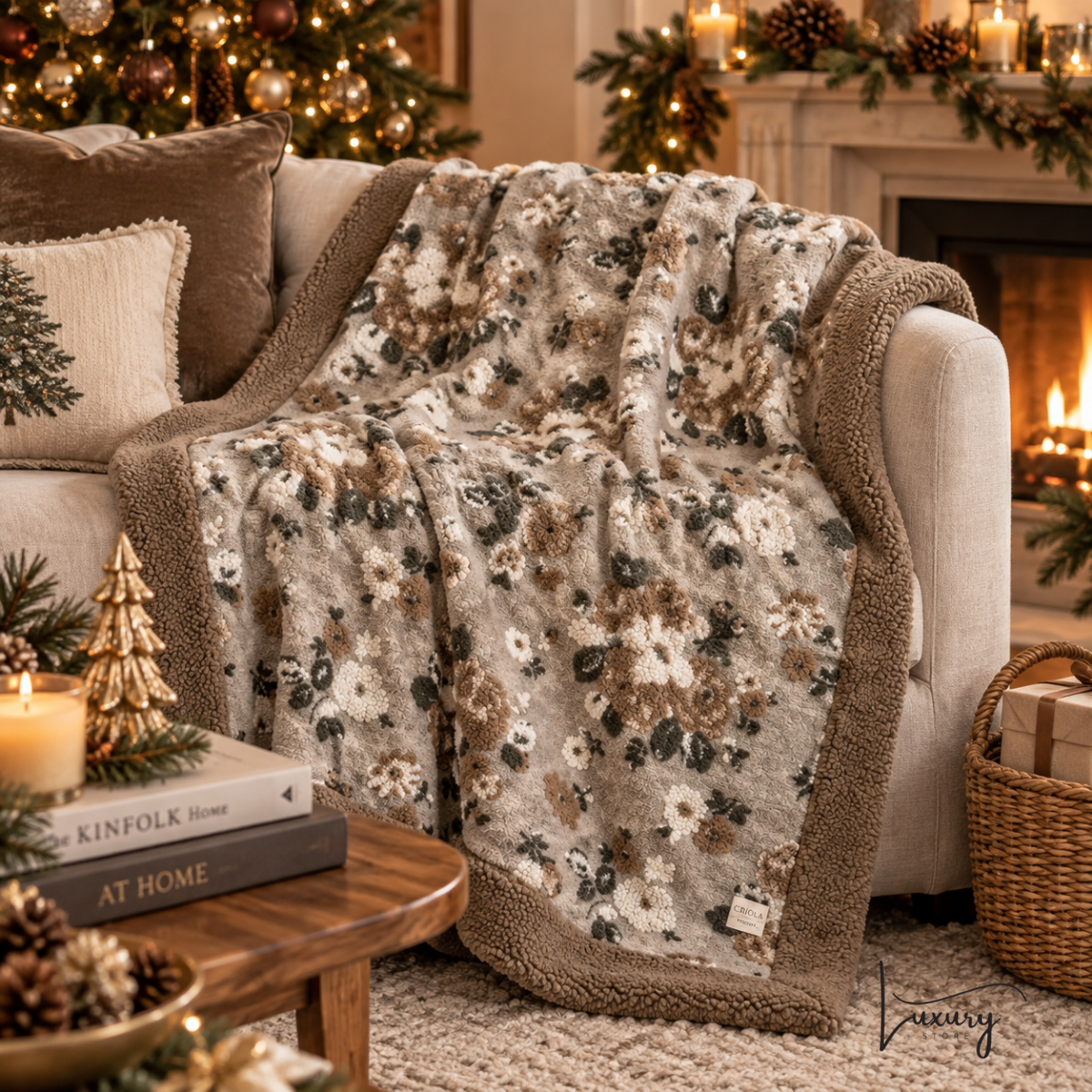Blanc Mariclò Plaid in lana cotta Tortora