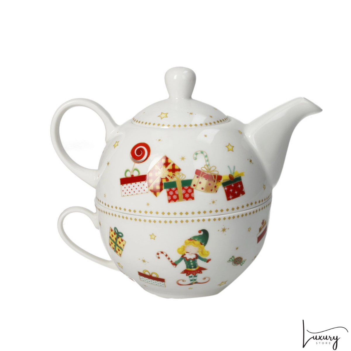 Brandani Teiera con tazza bianco Elfomagia