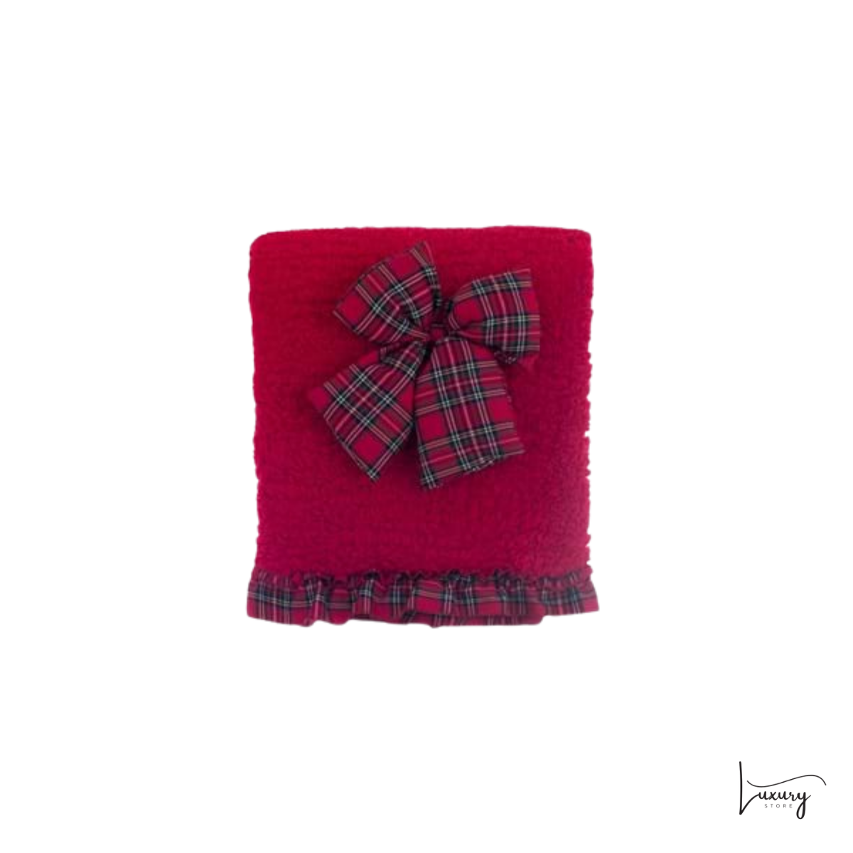 Blanc Mariclò Plaid sherpa con fiocco Tartan