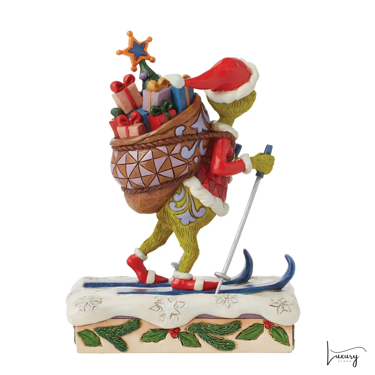 Disney Jim Shore Statuina Grinch sugli sci