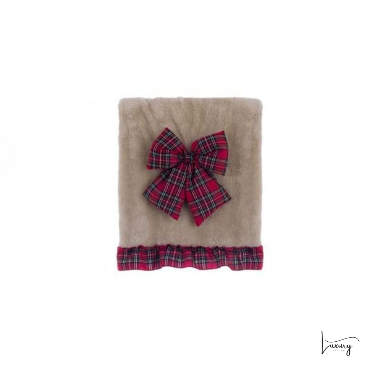 Blanc Mariclò Plaid sherpa con fiocco Tartan