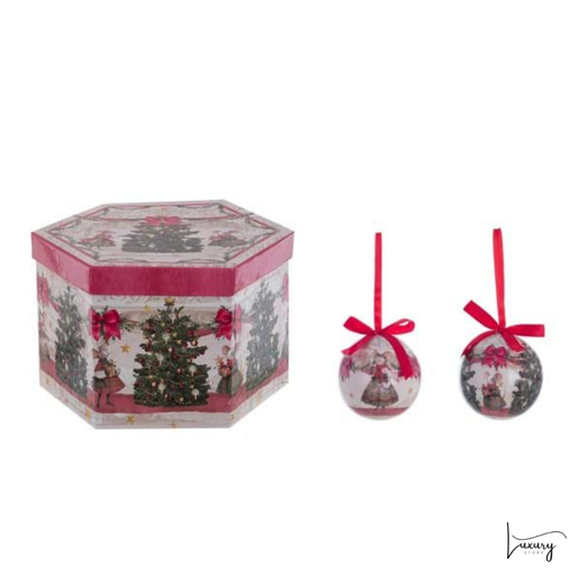 Blanc Mariclo' Scatola esagonale con 14 decori Favola di natale Collection