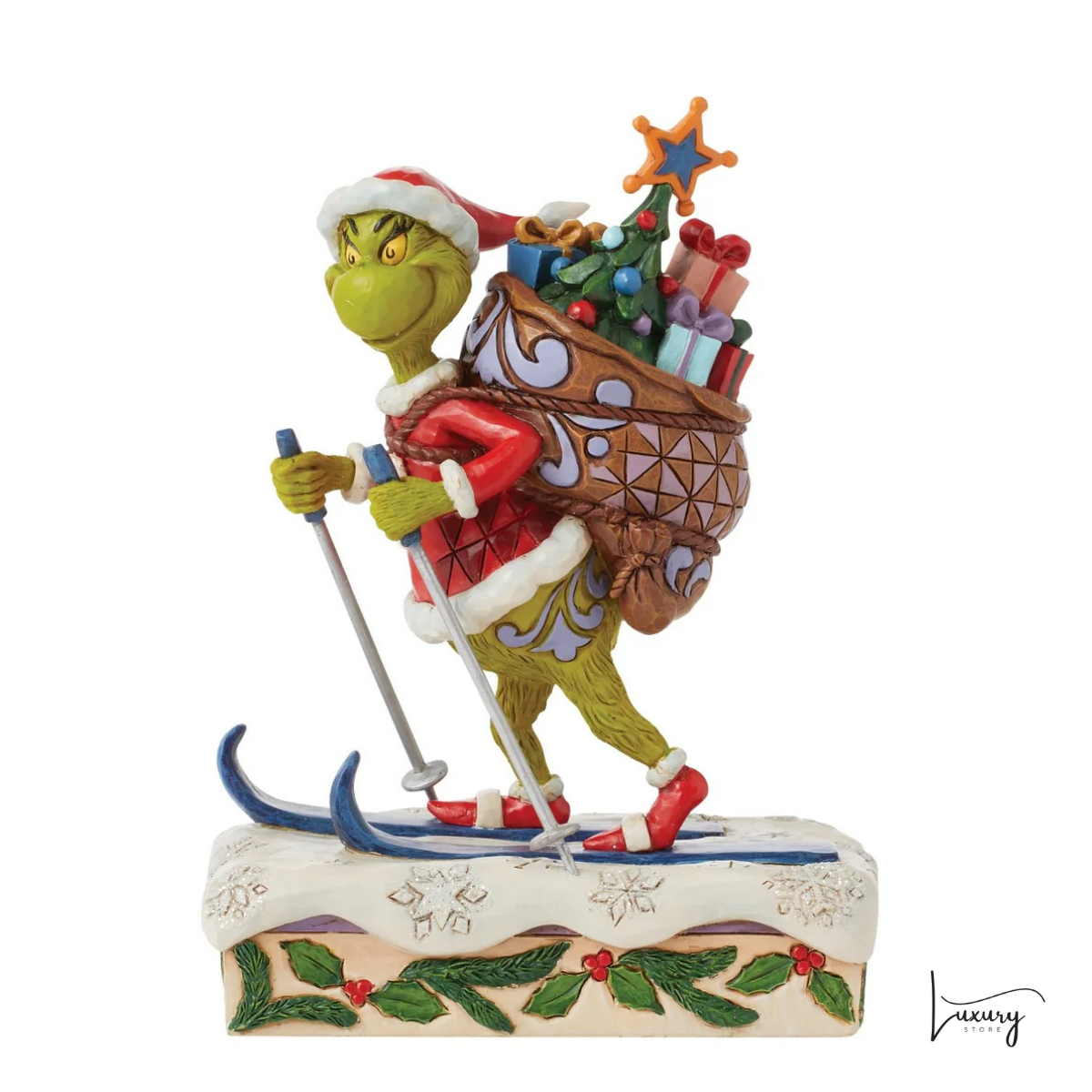 Disney Jim Shore Statuina Grinch sugli sci