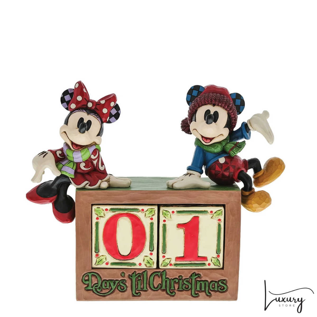 Disney Jim Shore Statuetta Countdown Natale Topolino e Minnnie