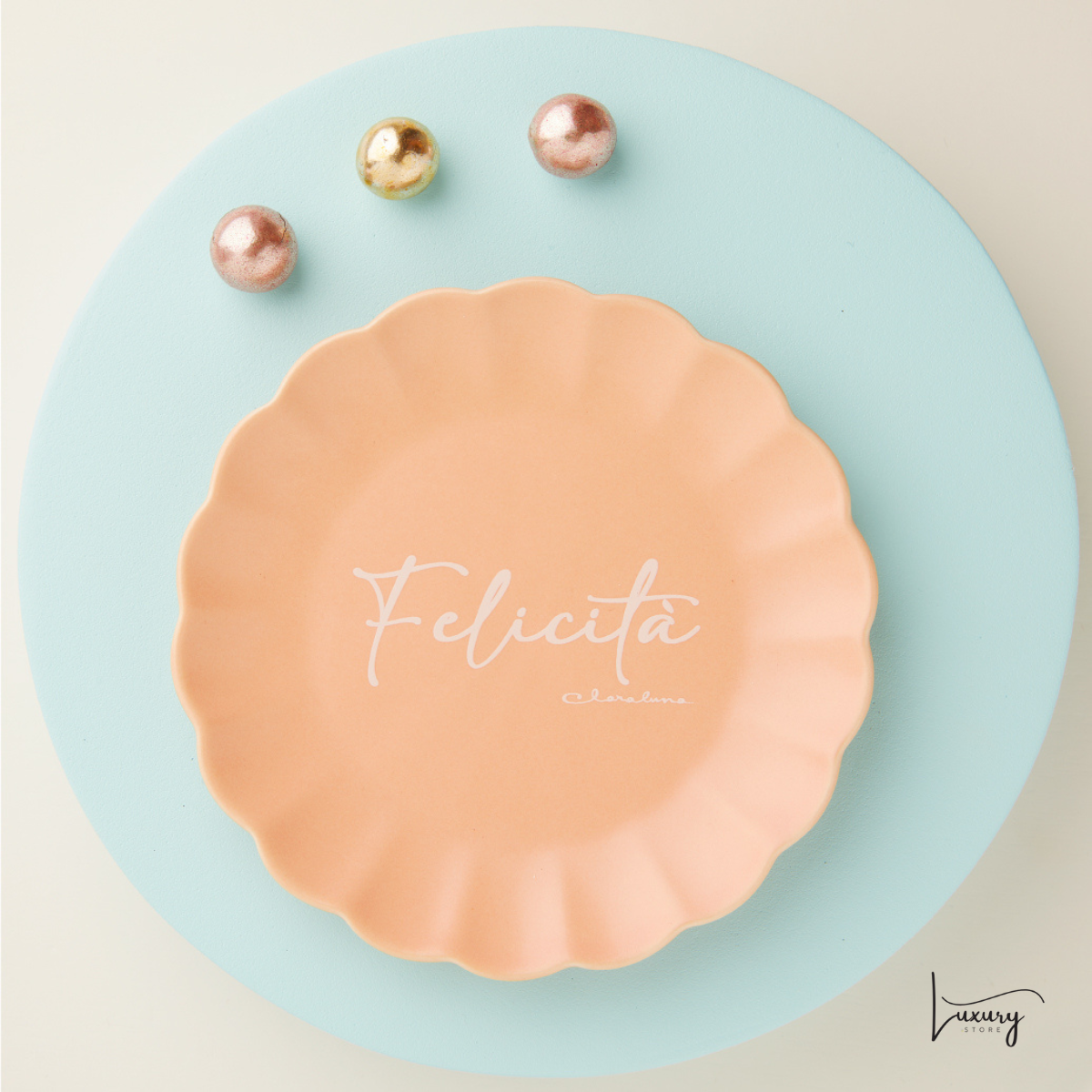Claraluna Piattino salmone "Felicità" e sapone lavanda