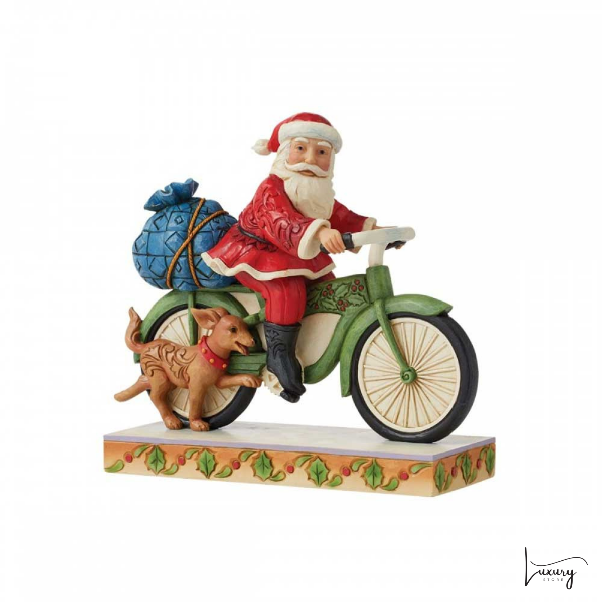 Jim Shore Figurina Babbo Natale in Bicicletta