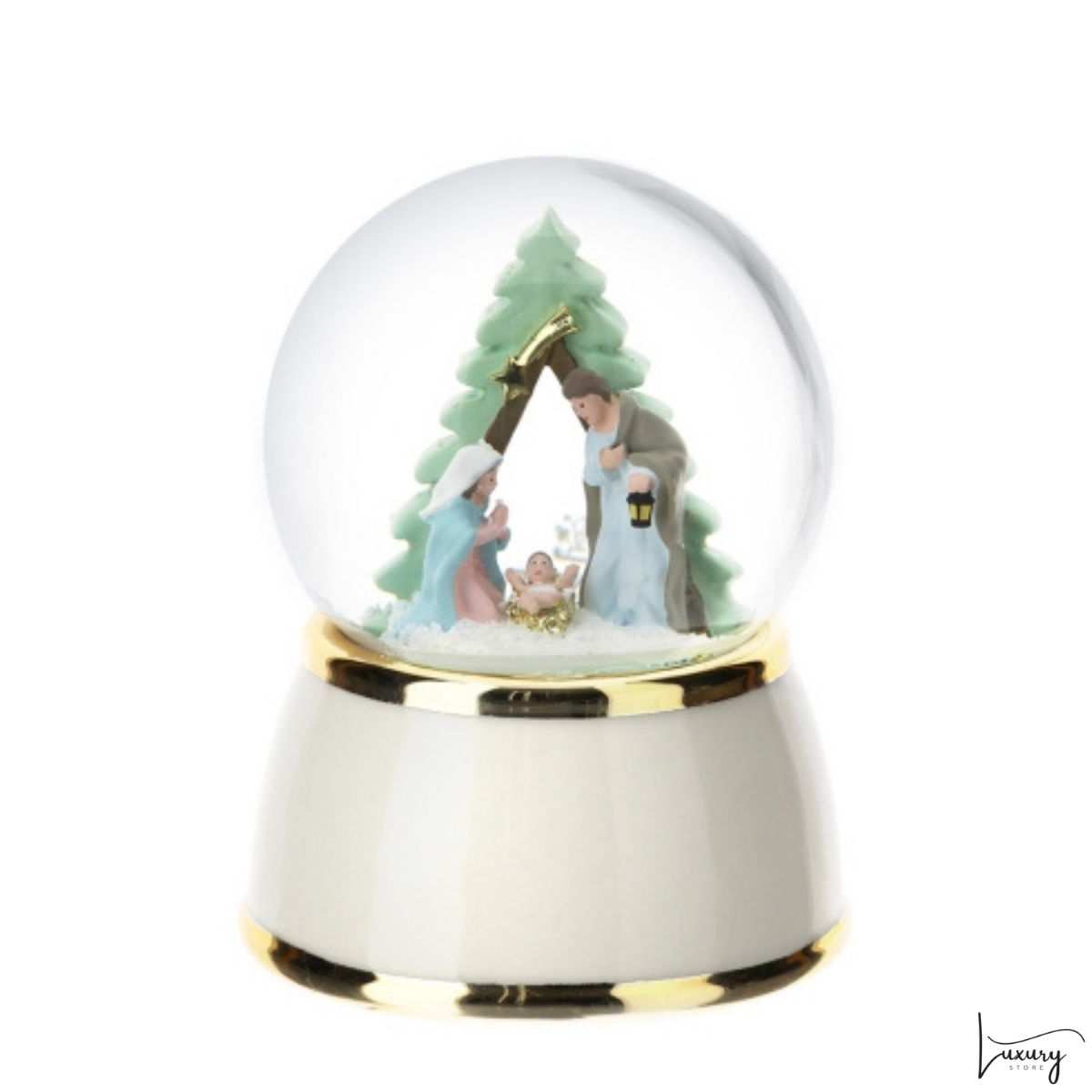 Hervit Palla acqua/neve in resina Con Sacra Famiglia