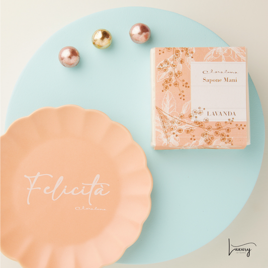 Claraluna Piattino salmone "Felicità" e sapone lavanda