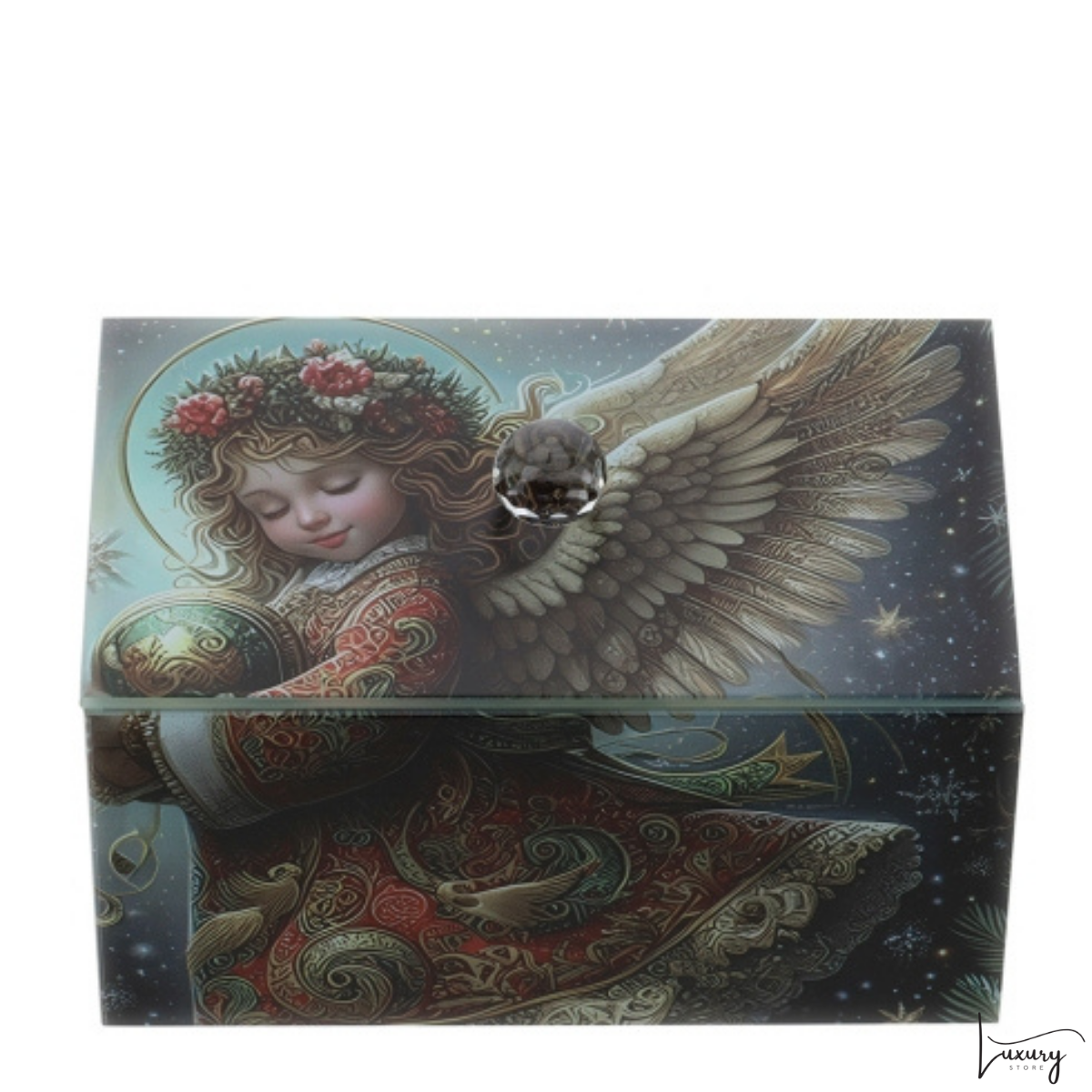 Hervit  Scatola vetro con Angelo