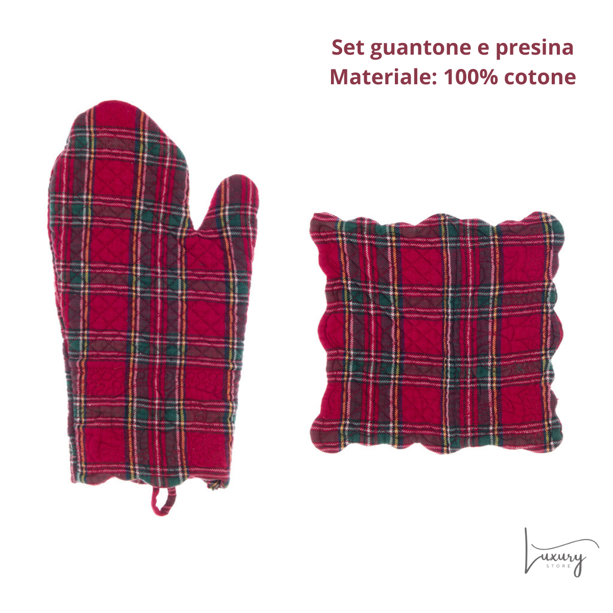 Blanc Mariclò Set Guanto e presina in Tartan