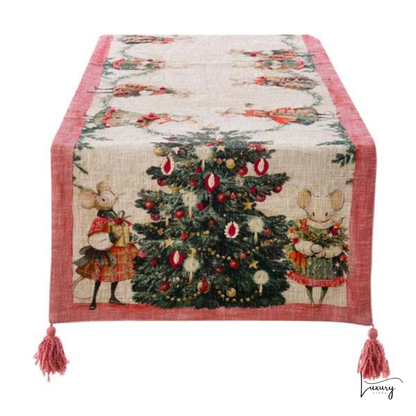 Blanc Mariclò Runner con nappe Favola di Natale Collection