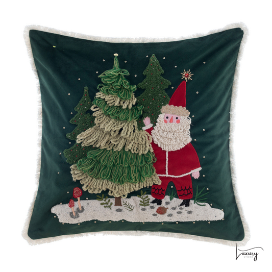 Blanc Mariclò Cuscino Verde con applicazioni Cuscini di Natale Collection