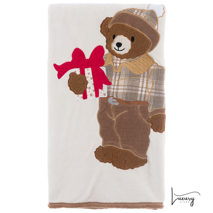 Blanc Mariclò Sherpa con applicazione orsetto collezione Plaid di Natale