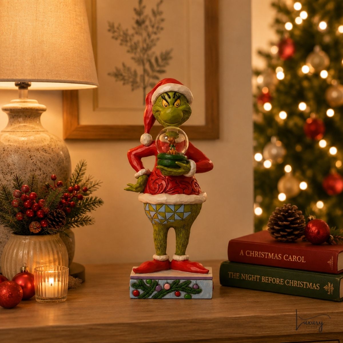 Disney Jim Shore Statuina Grinch con palla di neve