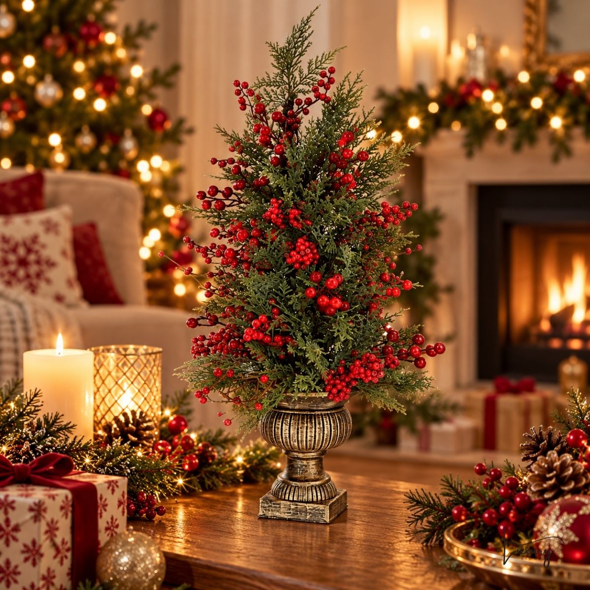 Hervit Albero di Natale con Bacche rosse