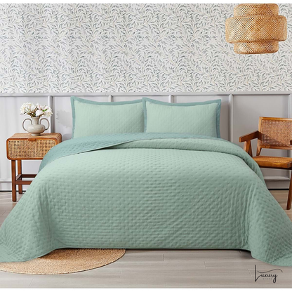 Blanc Mariclò Trapunta + copriguanciali Verde