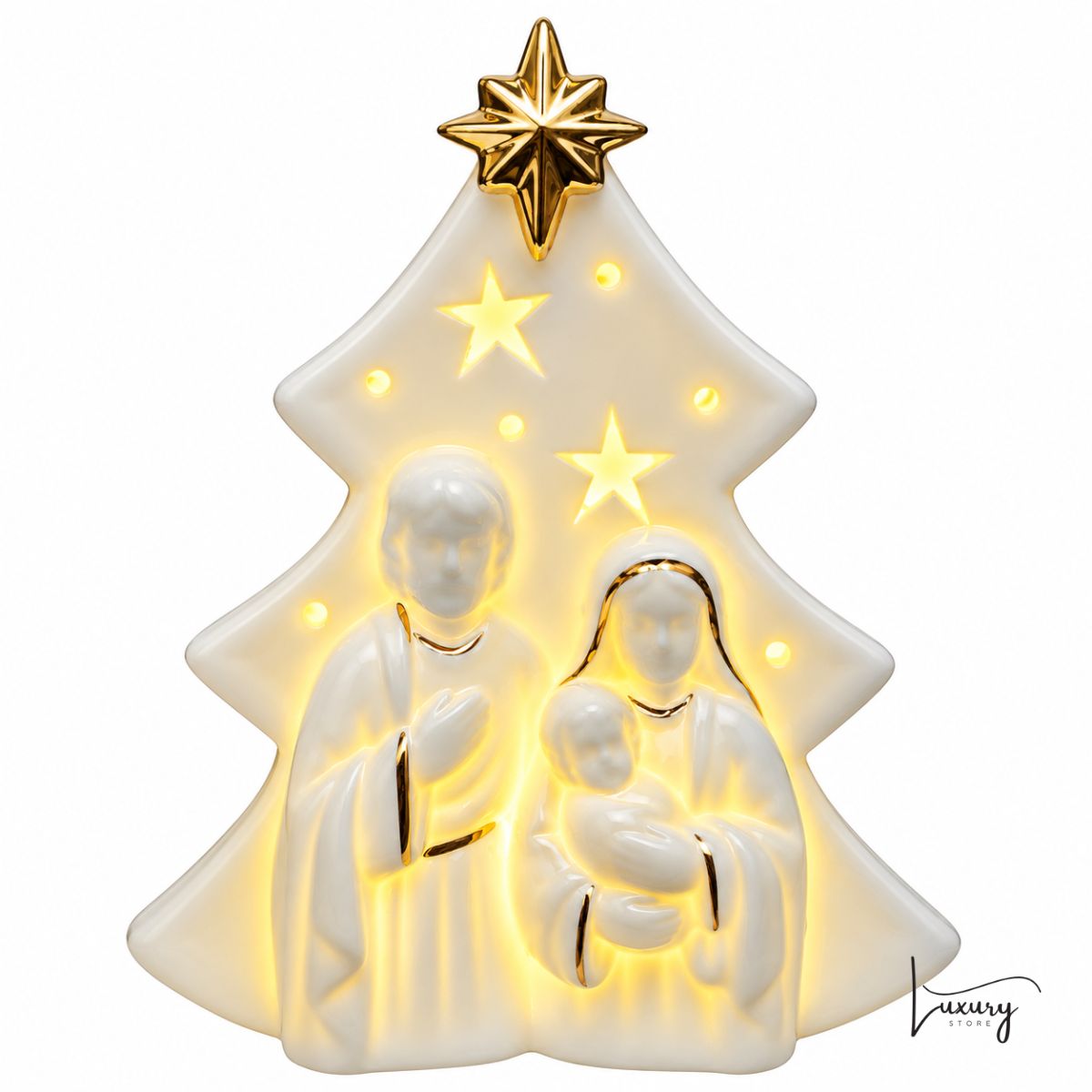 Mascagni Natività h. 17 in porcellana con led