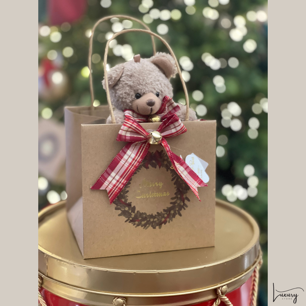 Cherry and Peach Bag Natale con Orsetto Teddy