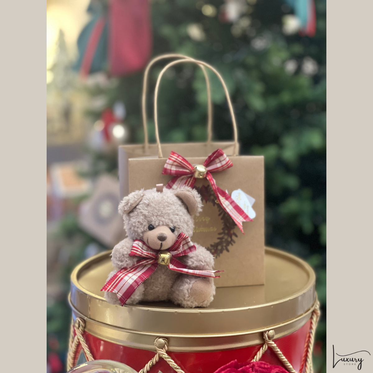 Cherry and Peach Bag Natale con Orsetto Teddy