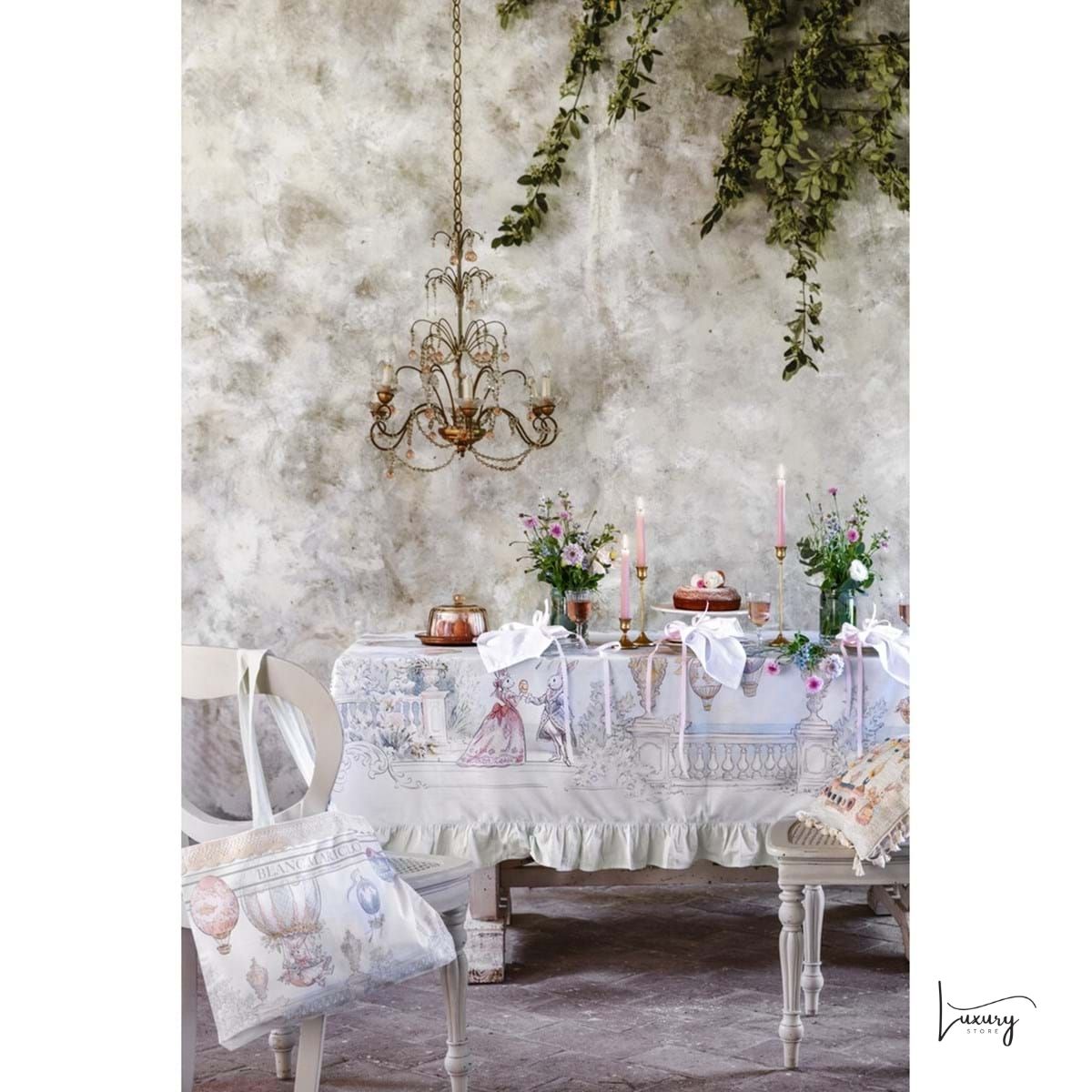 Blanc Mariclò Tovaglia con gala  160*280 collezione Rococo'