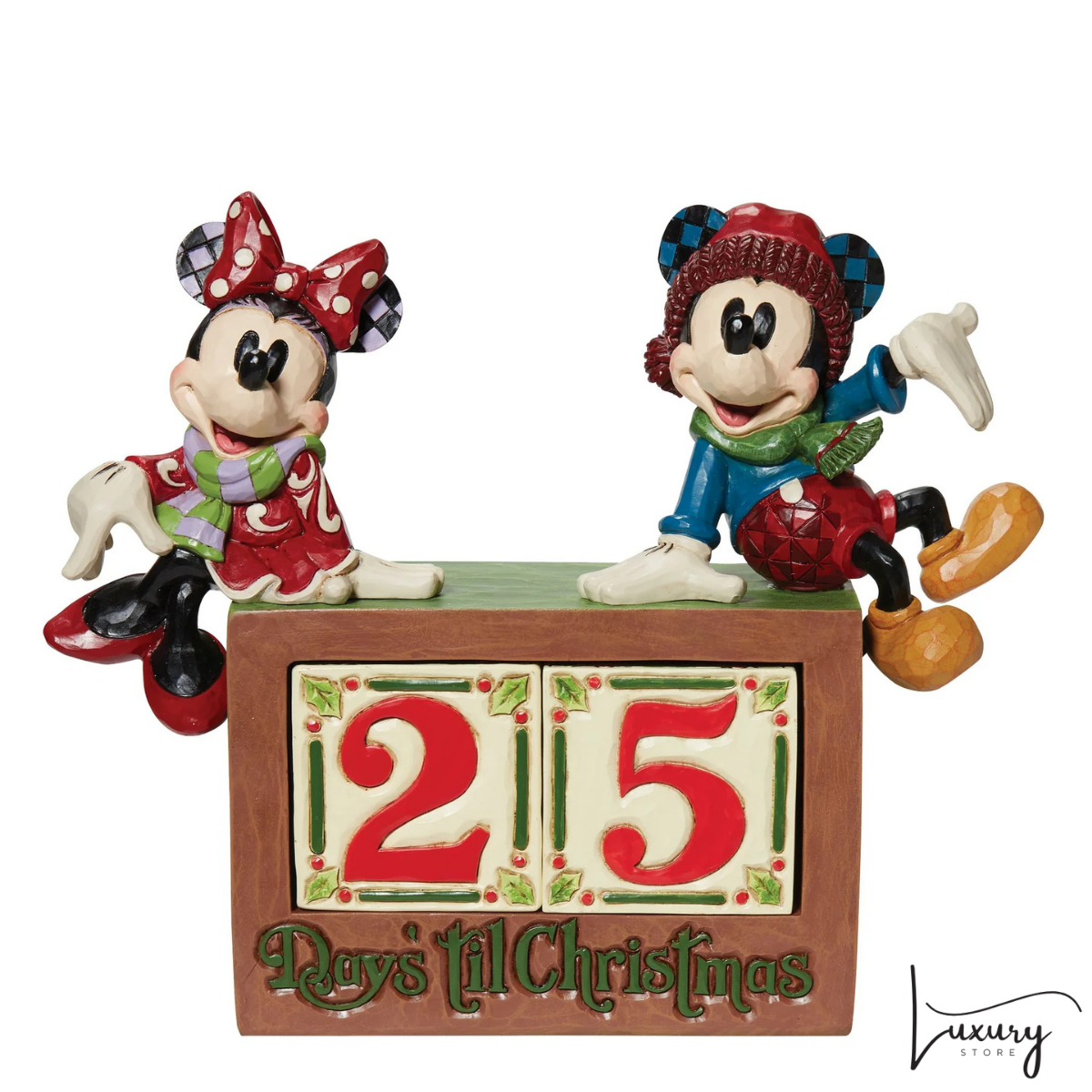Disney Jim Shore Statuetta Countdown Natale Topolino e Minnnie