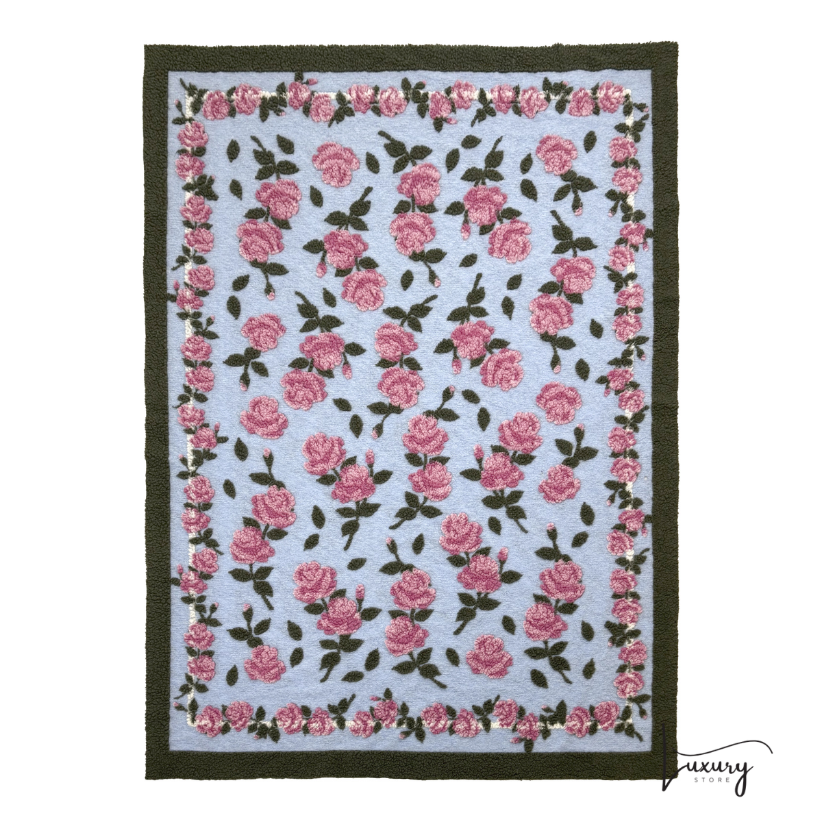 Blanc Mariclò Plaid in lana cotta  Azzurro e Rosa