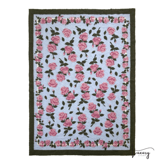 Blanc Mariclò Plaid in lana cotta  Azzurro e Rosa